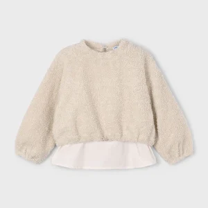 Sweat mouton avec effet chemise Amande