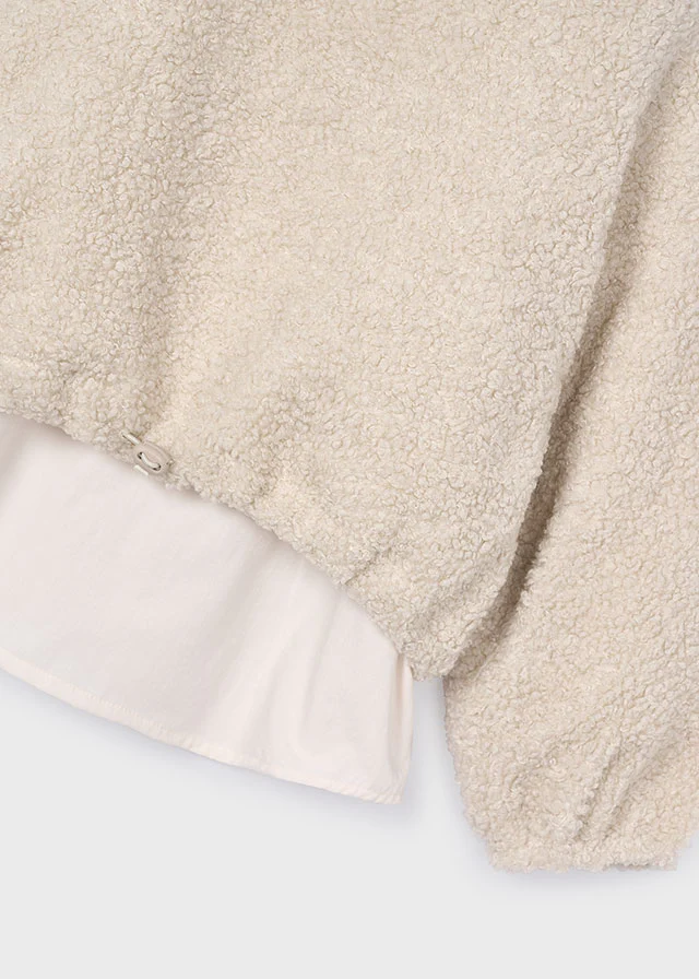 Sweat mouton avec effet chemise Amande – Image 3