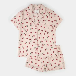Pyjama d'été deux pièces en popeline Cerises (femme)