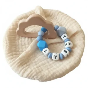 Anneau de Dentition Personnalisé Nuage en Bois Naturel & Silicone ☁️