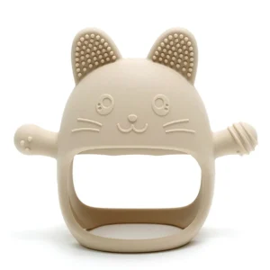 Anneau de Dentition Bébé en Silicone – Forme Chat Ludique