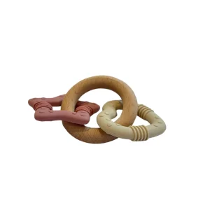 Anneau de dentition bois silicone rose