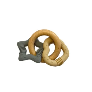 Anneau de dentition bois silicone bleu