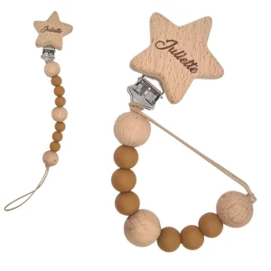 Attache Tétine Personnalisée Forme Étoile – Douce, Sécurisée et Unique