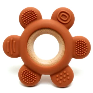 Anneau de Dentition Bébé Personnalisé – Couronne en Bois et Silicone Sans BPA