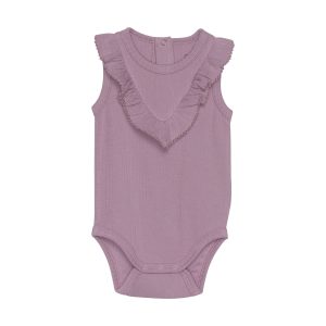 Cache-couche col à volants mauve