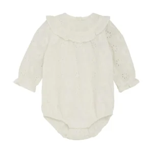 Barboteuse avec broderie anglaise